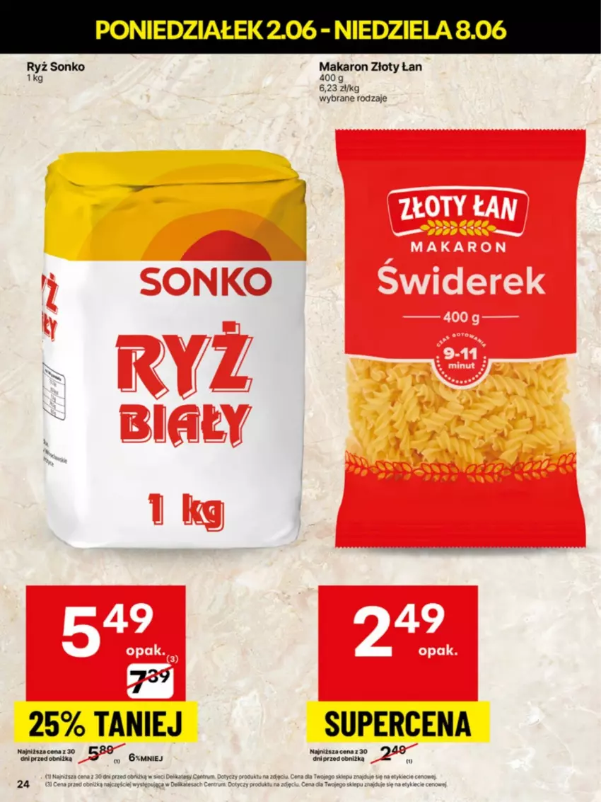 Gazetka promocyjna Delikatesy Centrum - Franczyza DC23 Poniedziałek - ważna 02.06 do 08.06.2025 - strona 24 - produkty: Makaron, Ryż, Sonko