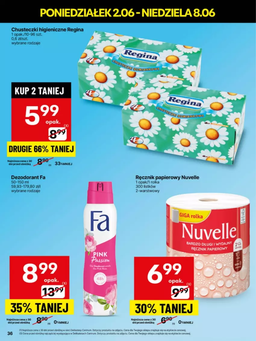 Gazetka promocyjna Delikatesy Centrum - Franczyza DC23 Poniedziałek - ważna 02.06 do 08.06.2025 - strona 36 - produkty: Chusteczki, Dezodorant, Fa, Gin, Papier, Ręcznik