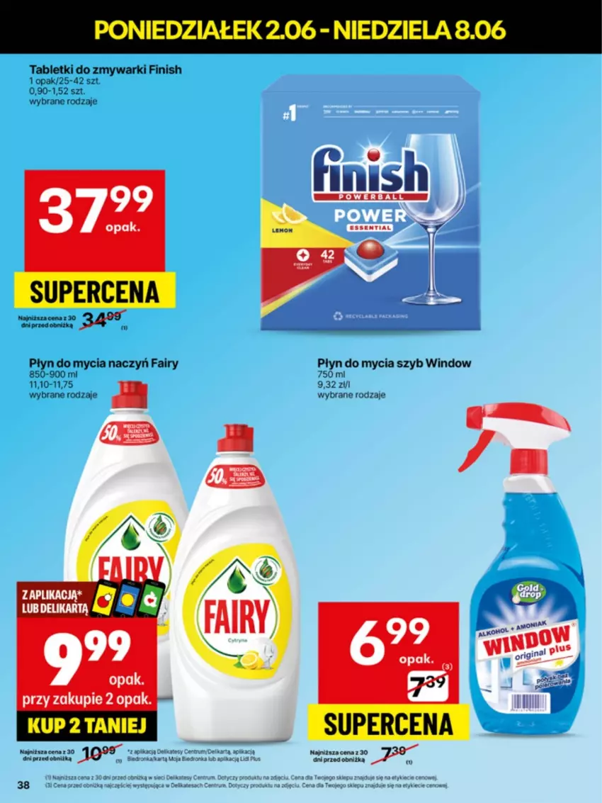 Gazetka promocyjna Delikatesy Centrum - Franczyza DC23 Poniedziałek - ważna 02.06 do 08.06.2025 - strona 38 - produkty: Do mycia naczyń, Fa, Fairy, Finish, Płyn do mycia, Płyn do mycia naczyń, Rum, Tablet, Tabletki do zmywarki, Zmywarki