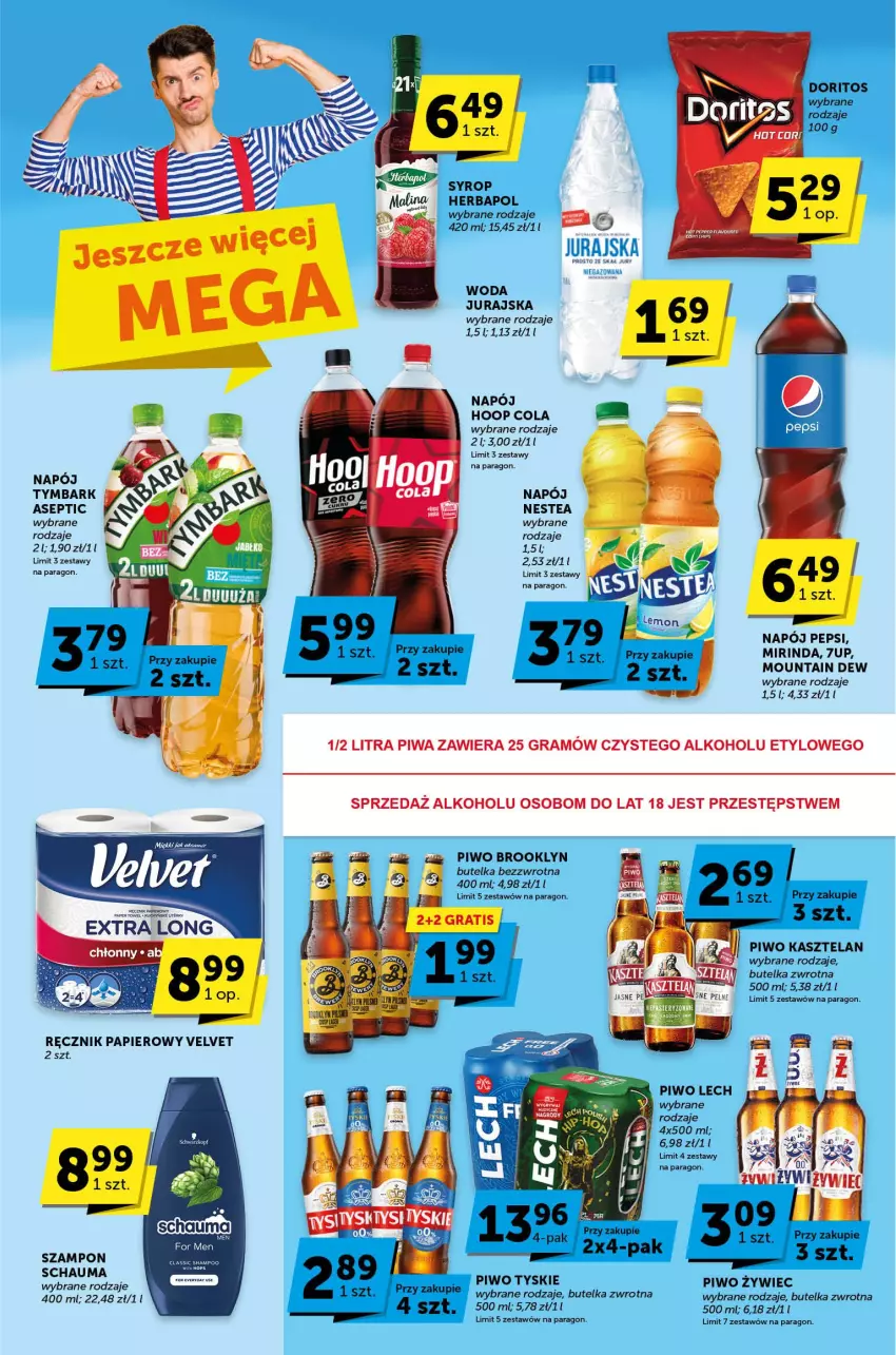 Gazetka promocyjna Groszek - ważna 13.07 do 25.07.2023 - strona 4 - produkty: 7up, Fa, Gra, Herbapol, Hoop, Kasztelan, Mirinda, Nestea, Papier, Pepsi, Piwa, Piwo, Ręcznik, Schauma, Szampon, Tymbark, Tyskie, Velvet, Woda