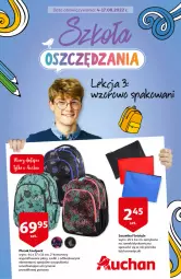 Gazetka promocyjna Auchan - Szkoła Oszczędzania Hipermarkety - Gazetka - ważna od 17.08 do 17.08.2022 - strona 1 - produkty: Piórnik, Plecak, Fa