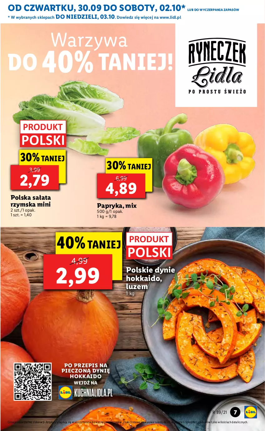 Gazetka promocyjna Lidl - GAZETKA - ważna 30.09 do 03.10.2021 - strona 7 - produkty: Papryka, Piec, Sałat, Warzywa