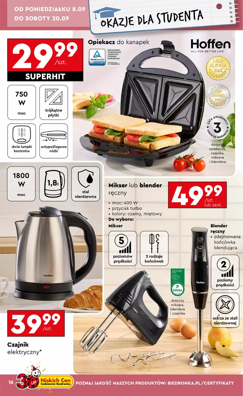 Gazetka promocyjna Biedronka - Okazje Tygodnia - ważna 08.09 do 20.09.2025 - strona 18 - produkty: Blender, Czajnik, Czajnik elektryczny, Mikser, Ser