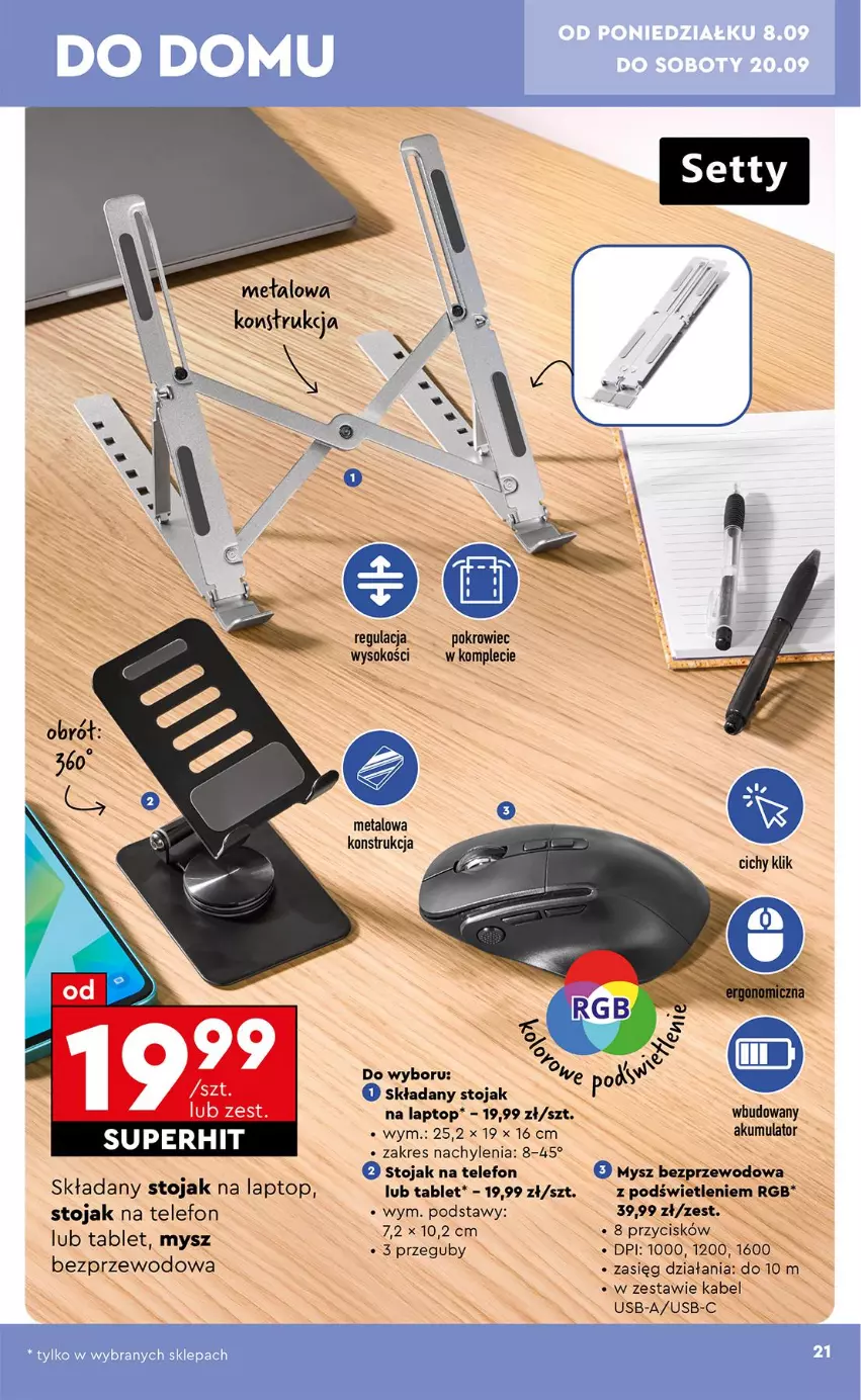 Gazetka promocyjna Biedronka - Okazje Tygodnia - ważna 08.09 do 20.09.2025 - strona 23 - produkty: Mysz, Stojak, Tablet, Telefon, Top