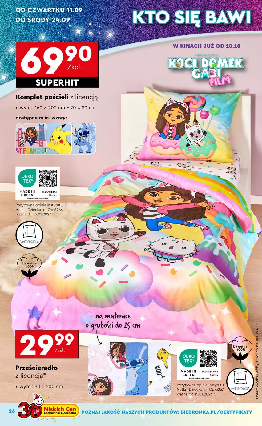 Gazetka promocyjna Biedronka - Okazje Tygodnia - ważna 08.09 do 20.09.2025 - strona 28 - produkty: Komplet pościeli, Materac, Pościel, Prześcieradło, Tera