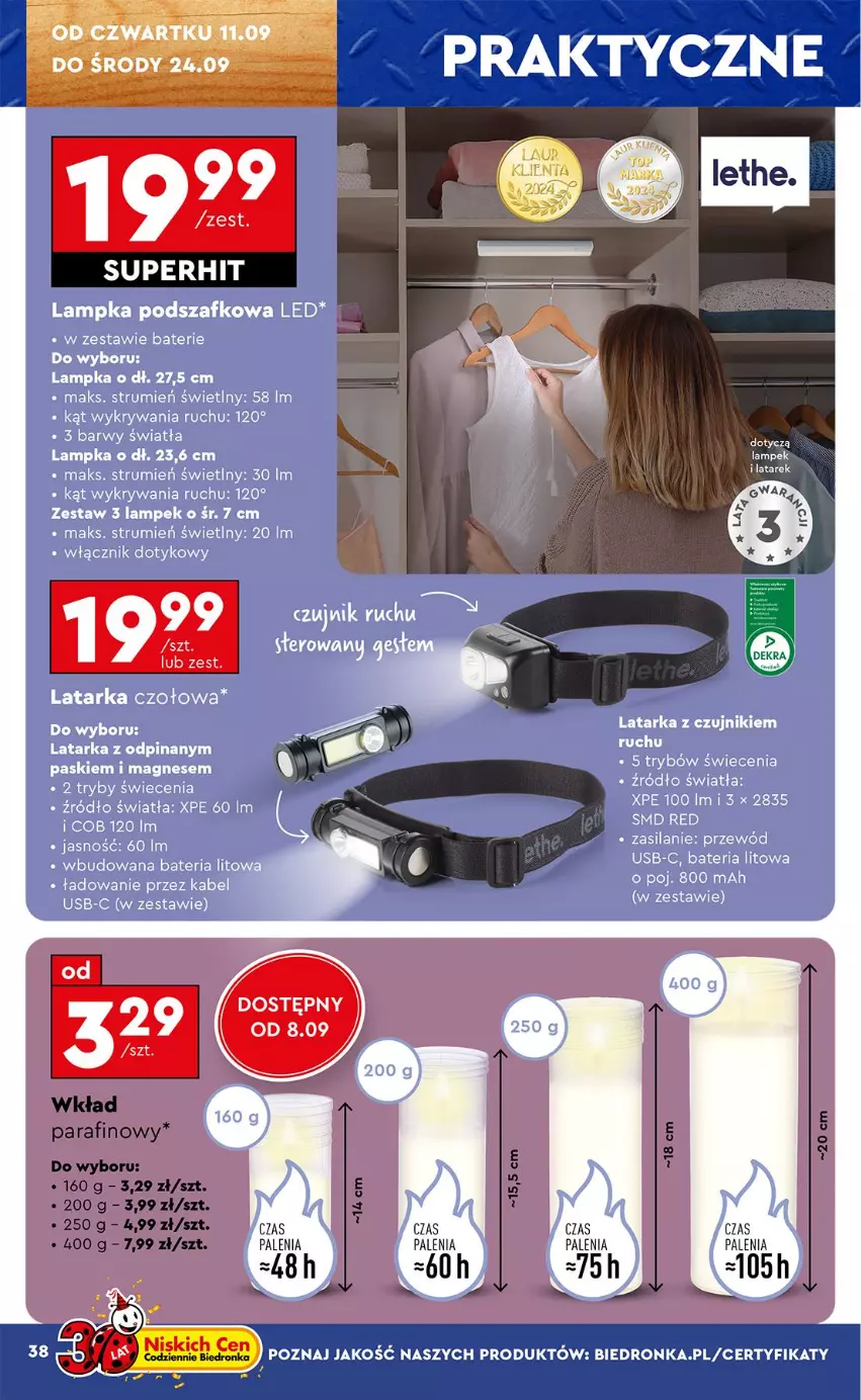 Gazetka promocyjna Biedronka - Okazje Tygodnia - ważna 08.09 do 20.09.2025 - strona 40 - produkty: Bateria, Latarka, Latarka czołowa, Przewód, Rum, Silan, Tarka