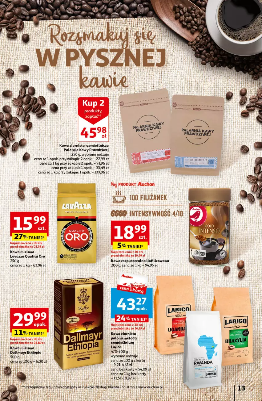 Gazetka promocyjna Auchan - Gazetka z MAŁĄ CENKĄ dźwigniesz więcej! Hipermarket Auchan - ważna 29.02 do 06.03.2024 - strona 13 - produkty: Dallmayr, Kawa, Kawa mielona, Kawa rozpuszczalna, Kawa ziarnista, Lavazza