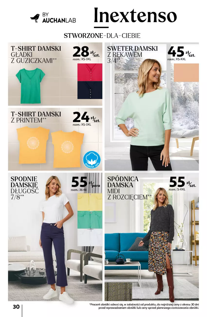 Gazetka promocyjna Auchan - Gazetka z MAŁĄ CENKĄ dźwigniesz więcej! Hipermarket Auchan - ważna 29.02 do 06.03.2024 - strona 30 - produkty: Spódnica, Spodnie, T-shirt