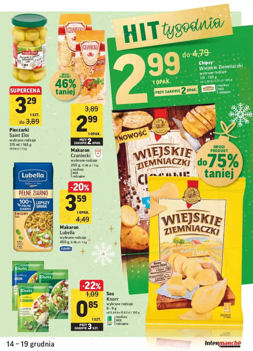 Gazetka promocyjna Intermarche - Gazetka promocyjna - ważna 14.12 do 19.12.2021 - strona 37 - produkty: Bell, Bella, Chipsy, Knorr, Lubella, Makaron, Piec, Sos