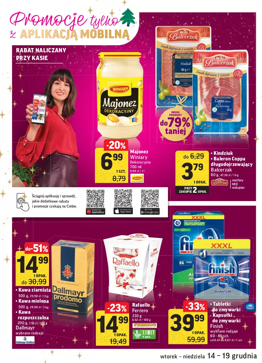 Gazetka promocyjna Intermarche - Gazetka promocyjna - ważna 14.12 do 19.12.2021 - strona 40 - produkty: Dallmayr, Fa, Ferrero, Finish, Kawa, Kawa mielona, Kawa rozpuszczalna, Kawa ziarnista, Kindziuk, Majonez, Tablet, Tabletki do zmywarki, Winiary, Zmywarki