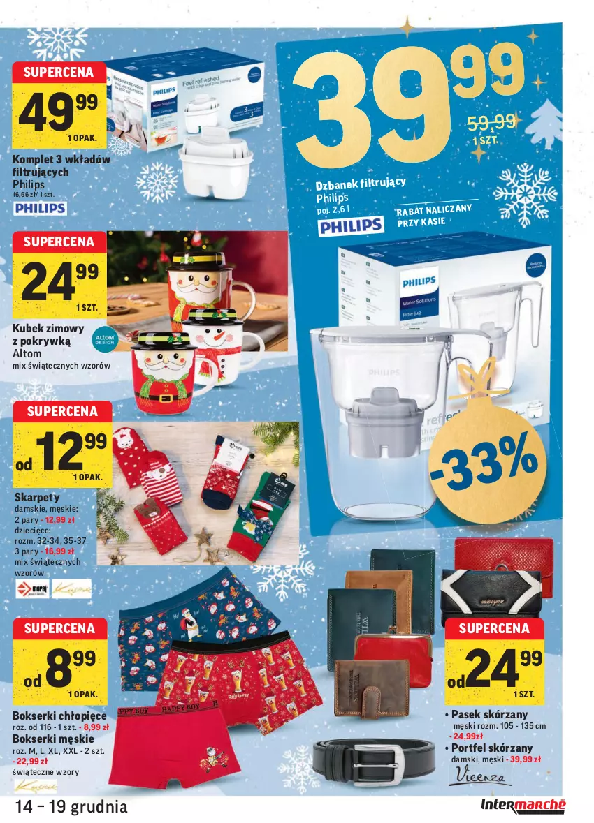 Gazetka promocyjna Intermarche - Gazetka promocyjna - ważna 14.12 do 19.12.2021 - strona 45 - produkty: Bokserki, Dzbanek, Dzieci, Karp, Kubek, Pasek, Philips, Por, Ser