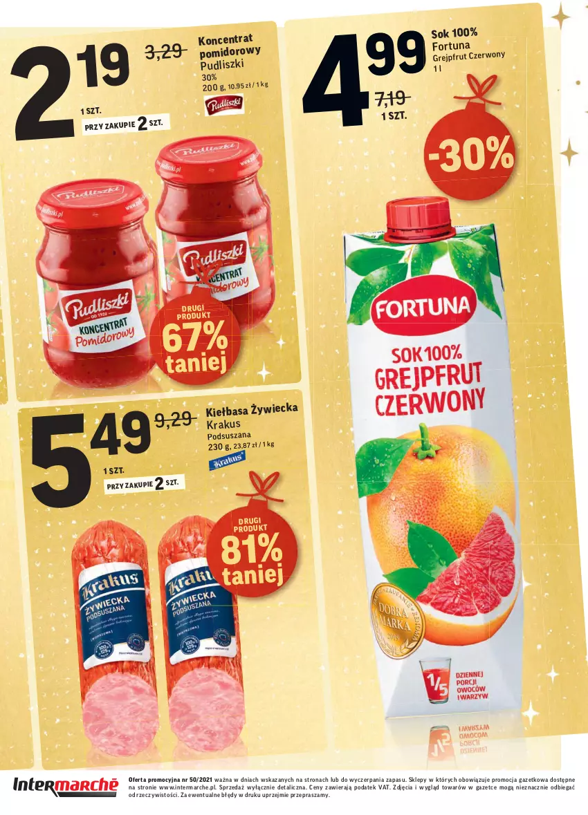 Gazetka promocyjna Intermarche - Gazetka promocyjna - ważna 14.12 do 19.12.2021 - strona 46 - produkty: Fortuna, Pudliszki, Sok