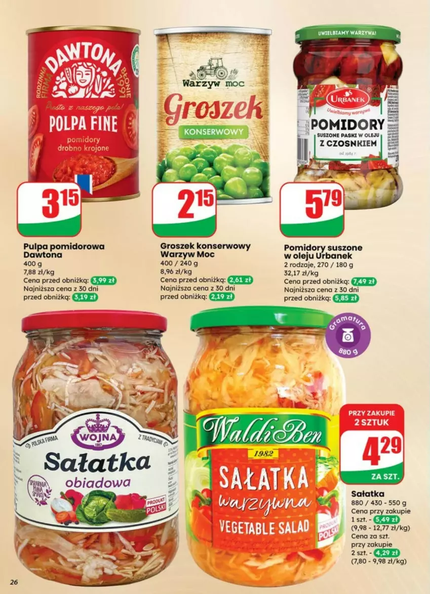 Gazetka promocyjna Dino - ważna 02.07 do 08.07.2025 - strona 19 - produkty: Dawtona, Groszek, Olej, Pomidory, Pulpa pomidorowa, Sałat, Sałatka, Ser, Warzywa