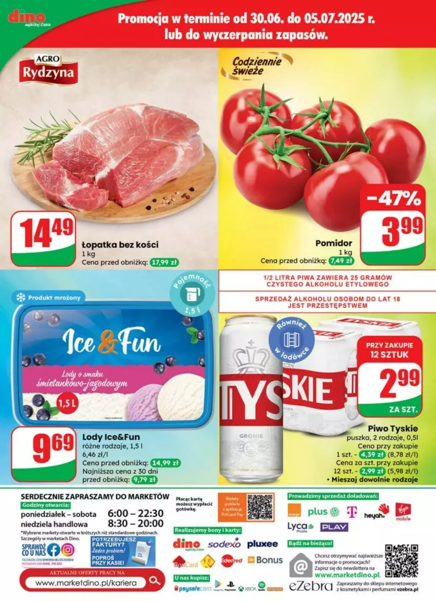 Gazetka promocyjna Dino - ważna 02.07 do 08.07.2025 - strona 72 - produkty: Lody, Perfum, Piwo, Ser, Tera, Tyskie