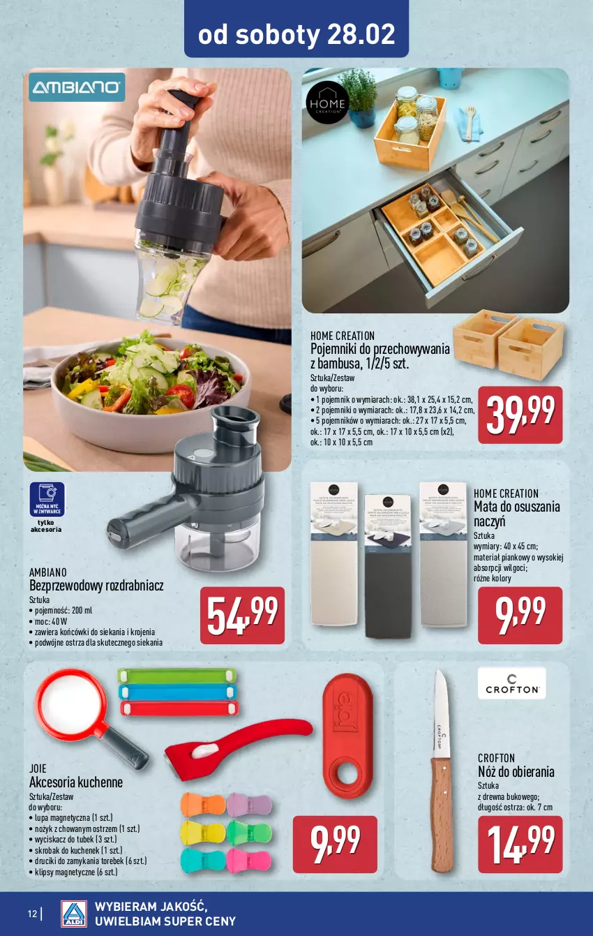 Gazetka promocyjna Aldi - Artykuły przemysłowe i tekstylia - ważna 25.02 do 28.02.2026 - strona 12 - produkty: LG, Noż, Papier, Pojemnik, Rozdrabniacz, Sok