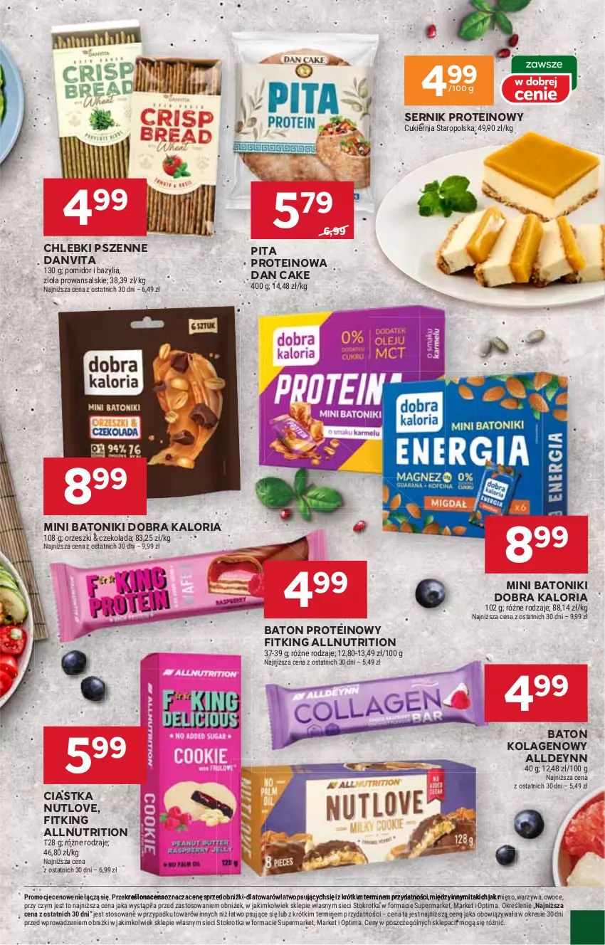 Gazetka promocyjna Stokrotka - Market - ważna 22.01 do 28.01.2026 - strona 13 - produkty: Baton, Bazyl, Bazylia, Chleb, Ciastka, Cukier, Czekolada, Dan Cake, Kolagen, Mięso, Optima, Orzeszki, Owoce, Ser, Tonik, Warzywa