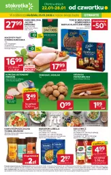 Gazetka promocyjna Stokrotka - Market - Gazetka - ważna od 28.01 do 28.01.2026 - strona 1 - produkty: Kurczak, Tchibo, Lubella, Makaron, Warzywa, Kawa rozpuszczalna, Sos, JBL, Filet z piersi kurczaka, Kurczak gotowany, Bell, Kawa mielona, Kawa, Kiełbasa podwawelska, Ziemniaki, Jacobs Krönung, Wawel, Duda, Optima, Owoce, Bella, Jacobs, Kiełbasa, Mięso, Baryłki, Fa