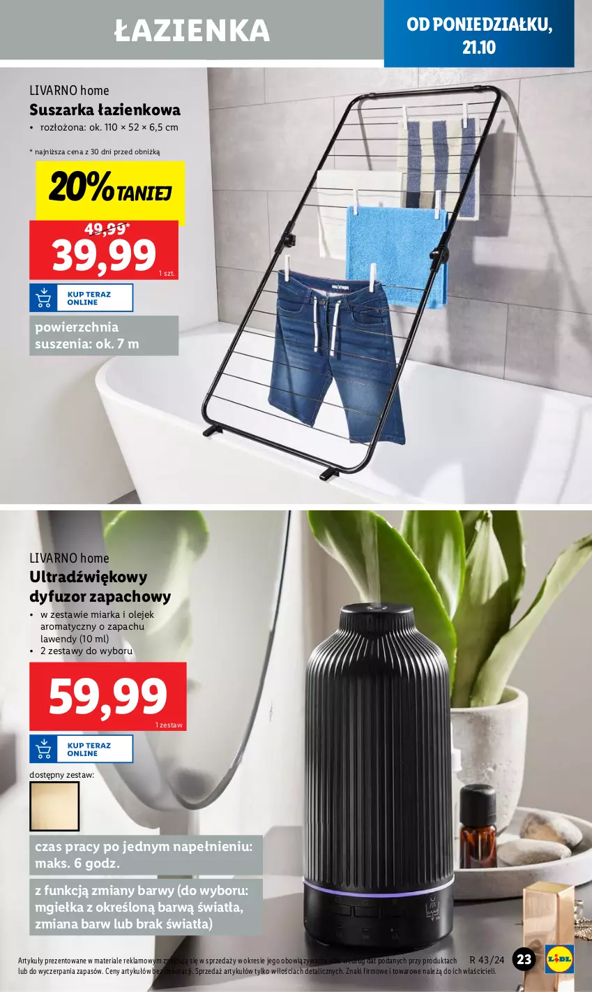 Gazetka promocyjna Lidl - GAZETKA - ważna 21.10 do 26.10.2024 - strona 23 - produkty: Dyfuzor zapachowy, Ivar, Miarka, Olej, Suszarka