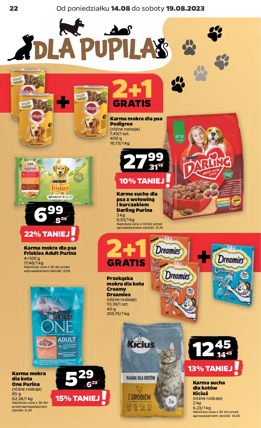 Gazetka promocyjna Netto - Artykuły spożywcze - ważna 14.08 do 19.08.2023 - strona 22 - produkty: Friskies, Gra, Kurczak, Pedigree, Pur, Purina