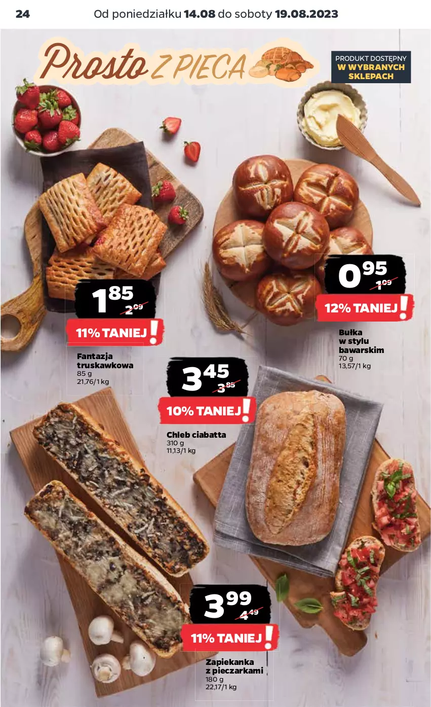 Gazetka promocyjna Netto - Artykuły spożywcze - ważna 14.08 do 19.08.2023 - strona 24 - produkty: Bułka, Chleb, Ciabatta, Fa, Fanta, Piec, Pieczarka, Zapiekanka