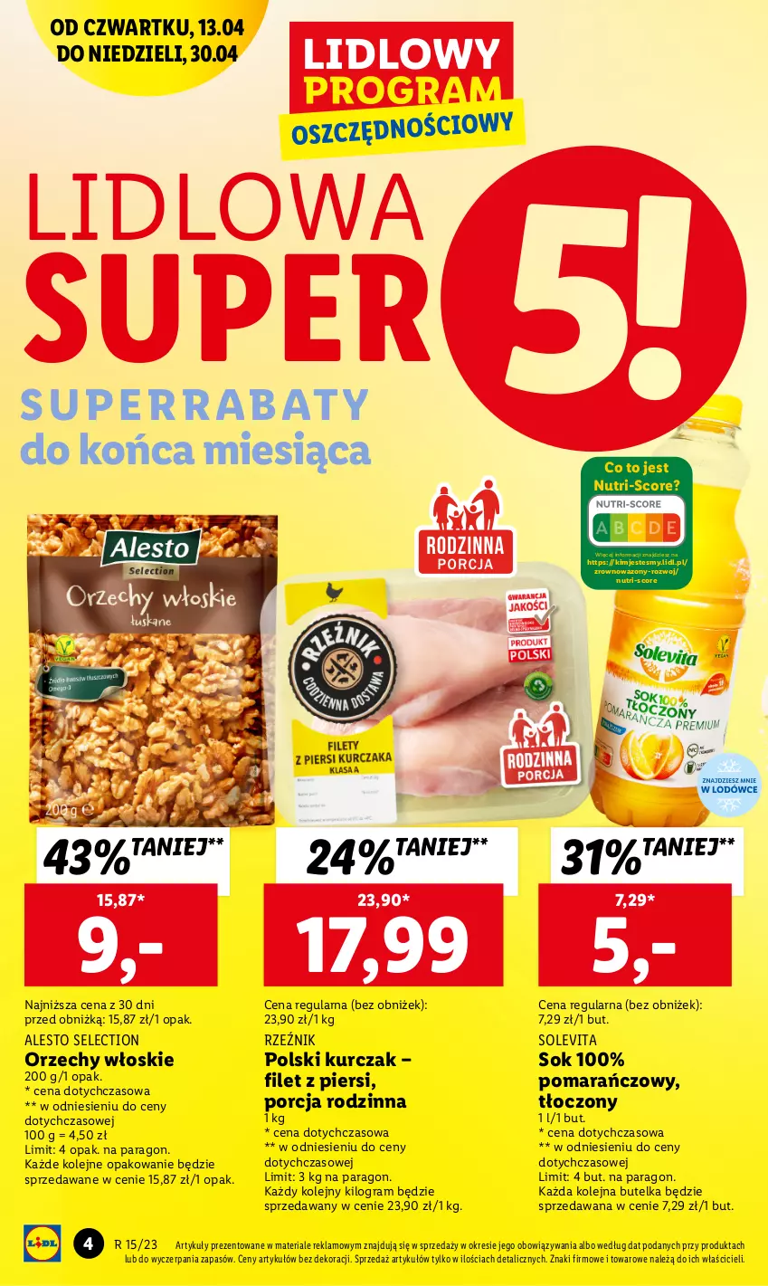 Gazetka promocyjna Lidl - GAZETKA - ważna 13.04 do 15.04.2023 - strona 4 - produkty: Gra, Kurczak, Olej, Orzechy włoskie, Por, Sok, Wazon