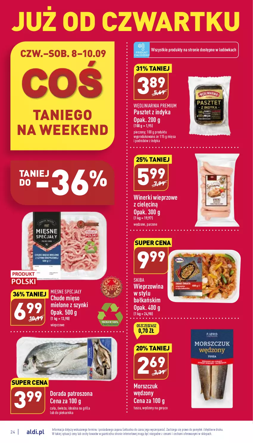 Gazetka promocyjna Aldi - Katalog spożywczy - ważna 05.09 do 10.09.2022 - strona 24 - produkty: Grill, Lodówka, Mięsne specjały, Mięso, Mięso mielone, Mięso mielone z szynki, Pasztet, Pasztet z indyka, Piec, Piekarnik, Tusz, Wieprzowina