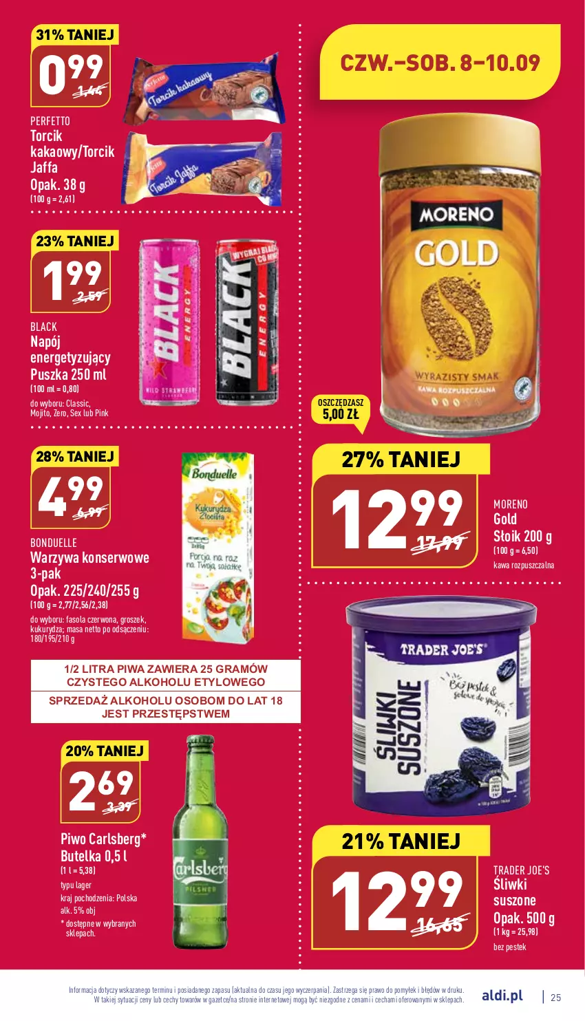 Gazetka promocyjna Aldi - Katalog spożywczy - ważna 05.09 do 10.09.2022 - strona 25 - produkty: Bonduelle, Carlsberg, Fa, Fasola, Gra, Groszek, Kakao, Kawa, Kawa rozpuszczalna, Kukurydza, Lack, Napój, Piwa, Piwo, Ser, Stek, Warzywa, Warzywa konserwowe