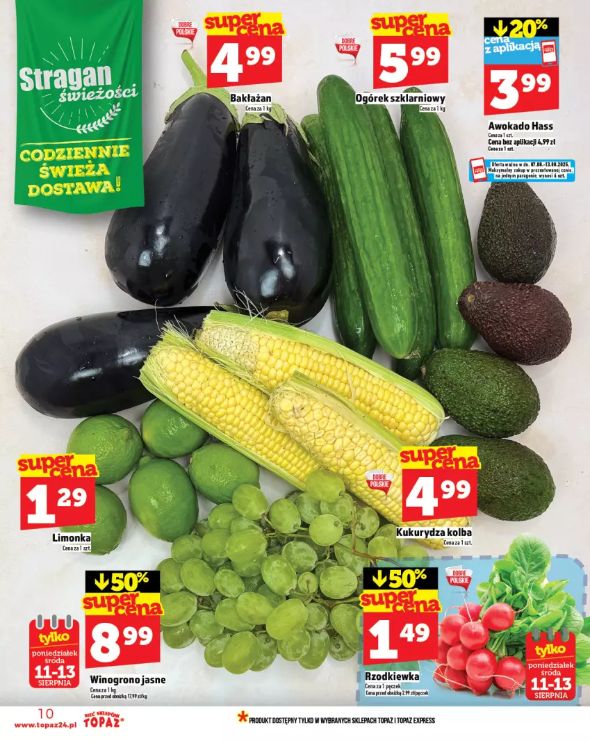 Gazetka promocyjna Topaz - Gazetka - ważna 07.08 do 13.08.2025 - strona 10 - produkty: Limonka, Ogórek, Top, Wino