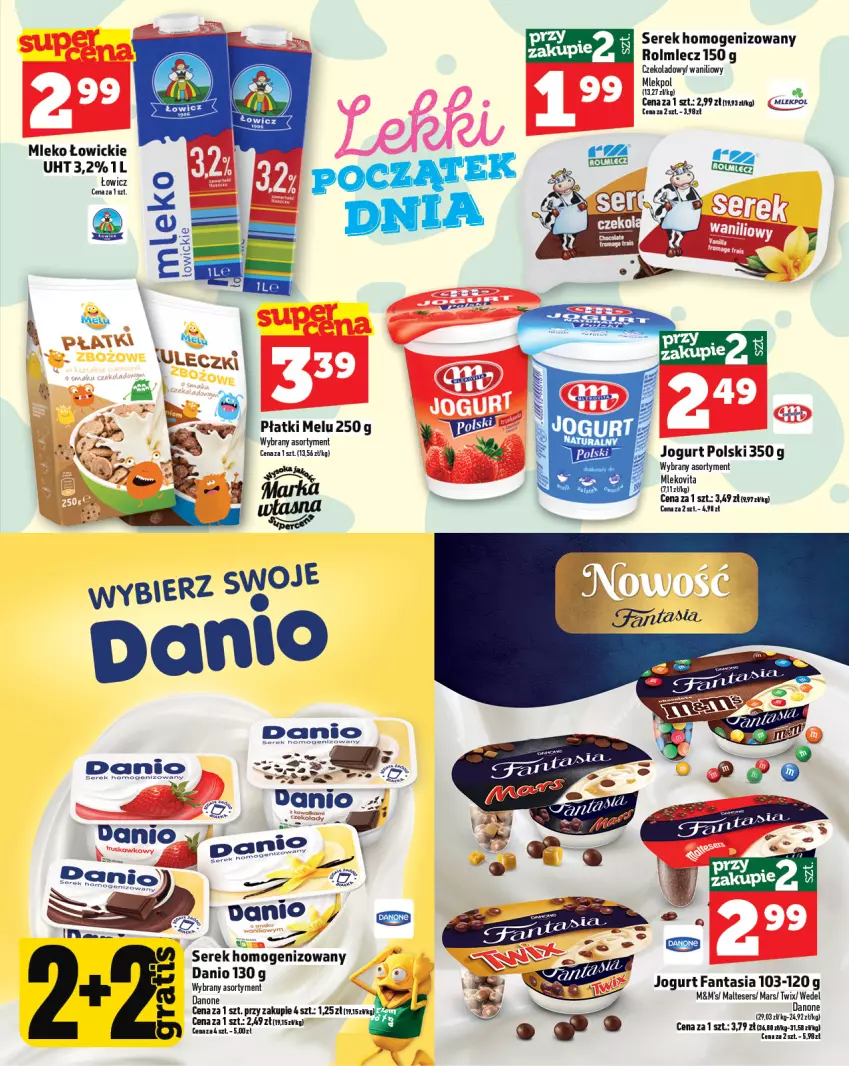Gazetka promocyjna Topaz - Gazetka - ważna 07.08 do 13.08.2025 - strona 15 - produkty: Danio, Danone, Fa, Fanta, Jogurt, Mars, Mleko, Mlekovita, Rolmlecz, Ser, Serek, Serek homogenizowany, Twix