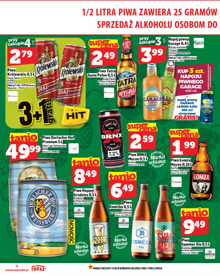 Gazetka promocyjna Topaz - Gazetka - ważna 07.08 do 13.08.2025 - strona 4 - produkty: Gra, Napój, Piwa, Piwo, Tatra, Top