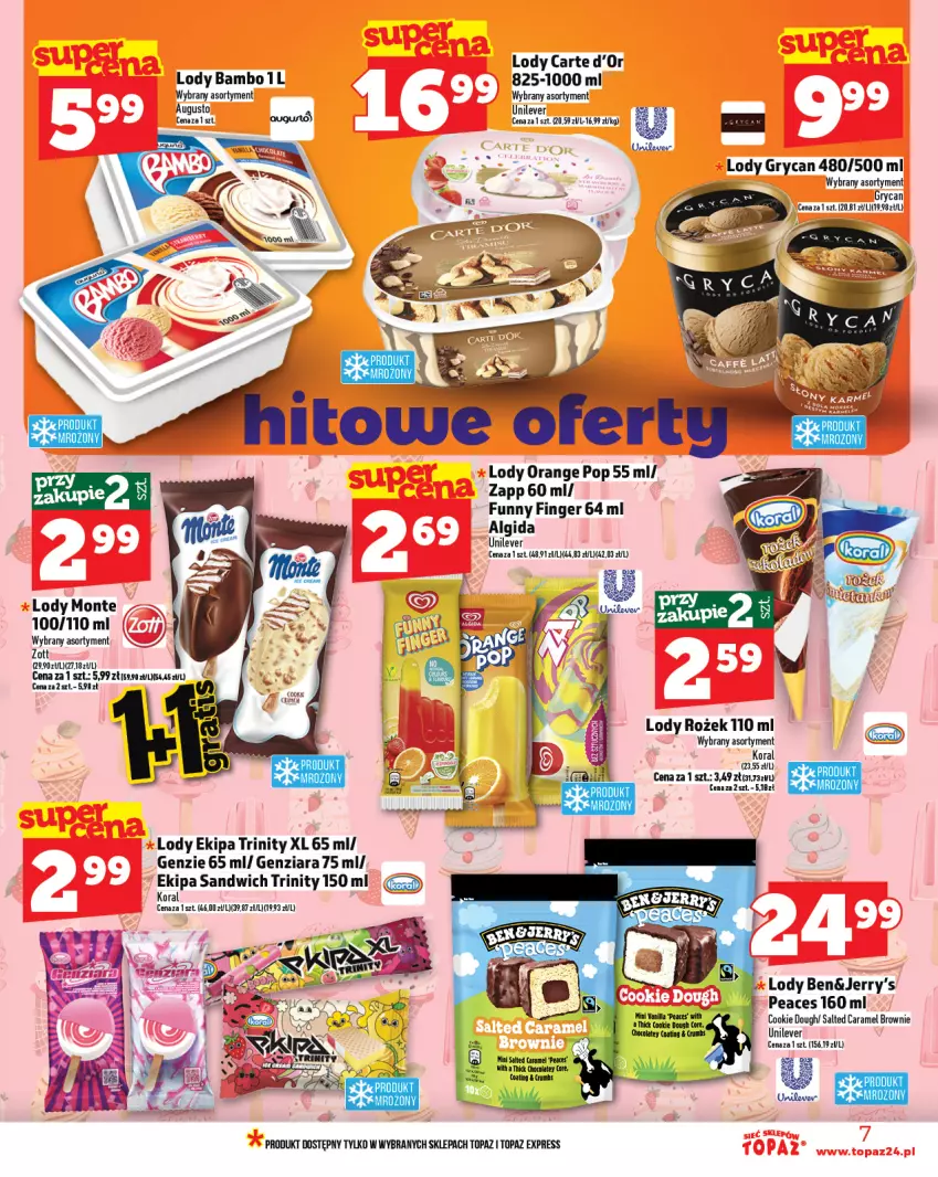 Gazetka promocyjna Topaz - Gazetka - ważna 07.08 do 13.08.2025 - strona 7 - produkty: Algida, Brownie, Carte d'Or, Gry, LG, Lody, Monte, Top