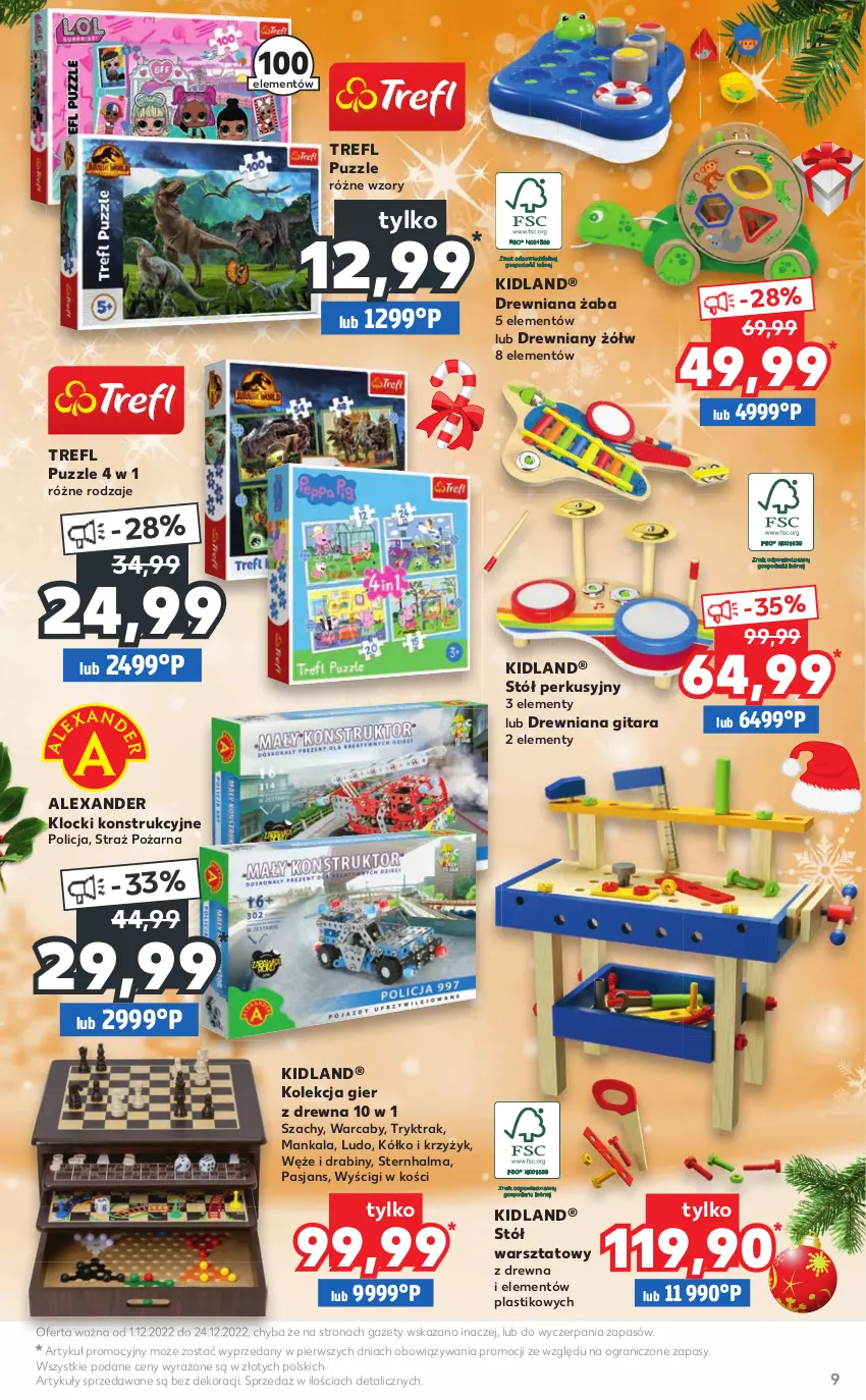 Gazetka promocyjna Kaufland - Oferta ważna od  01.12.2022 do 24.12.2022 lub do wyczerpania zapasów - ważna 01.12 do 24.12.2022 - strona 9 - produkty: Gitara, Gra, Klocki, Puzzle, Stół, Stół warsztatowy, Straż pożarna, Szachy