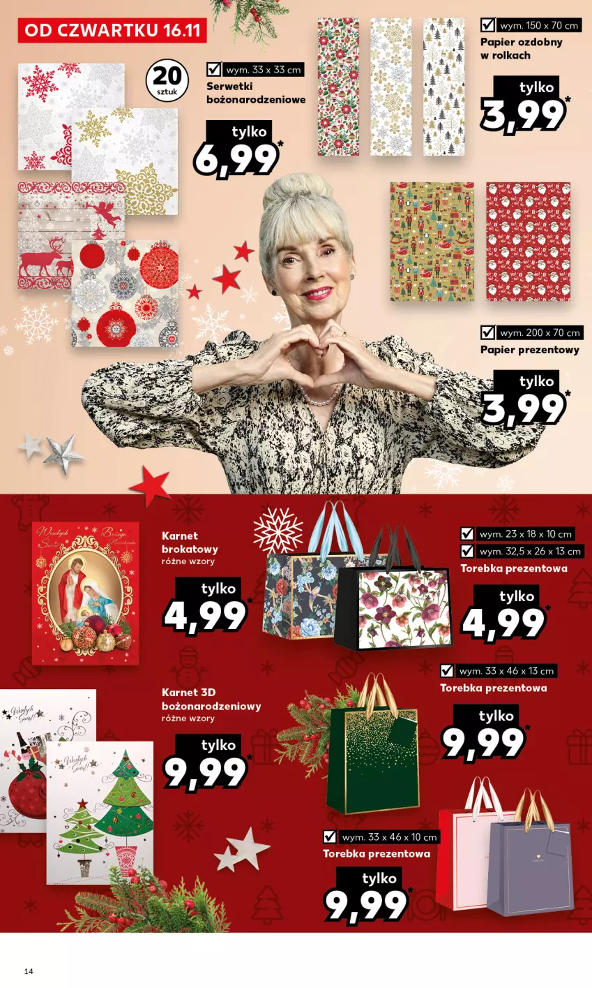 Gazetka promocyjna Kaufland - Kaufland - ważna 16.11 do 23.12.2023 - strona 14 - produkty: Papier, Papier ozdobny, Ser, Serwetki, Torebka