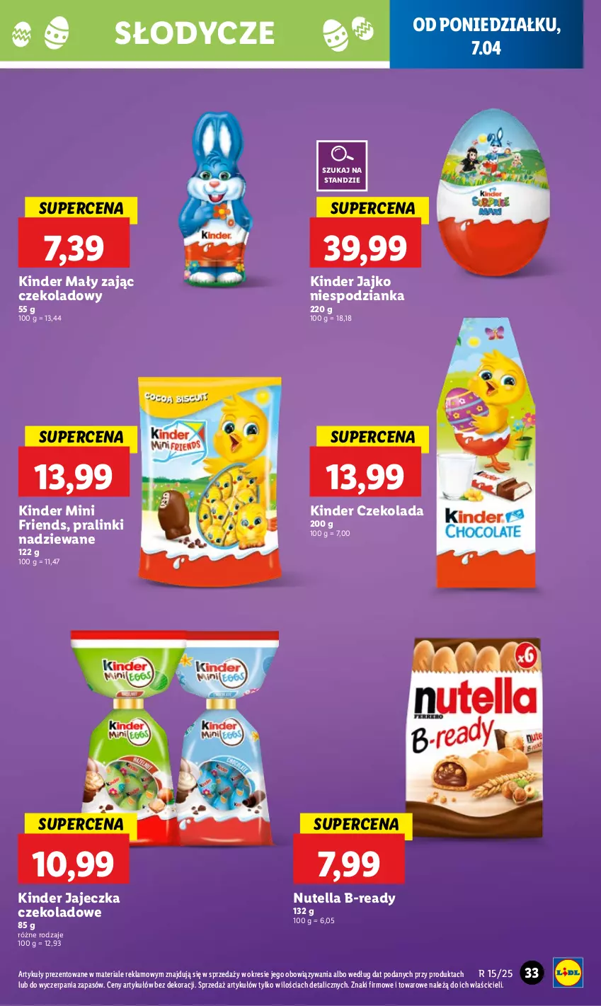 Gazetka promocyjna Lidl - GAZETKA - ważna 07.04 do 09.04.2025 - strona 37 - produkty: Czekolada, Kinder, Nutella