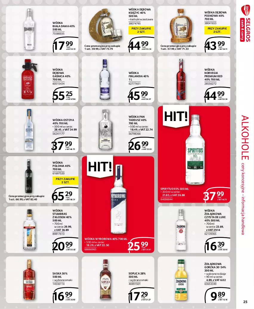 Gazetka promocyjna Selgros - Extra Oferta - ważna 01.08 do 31.08.2021 - strona 25 - produkty: Alkohole, Finlandia, Gaśnica, Saska, Soplica, Wódka, Wyborowa