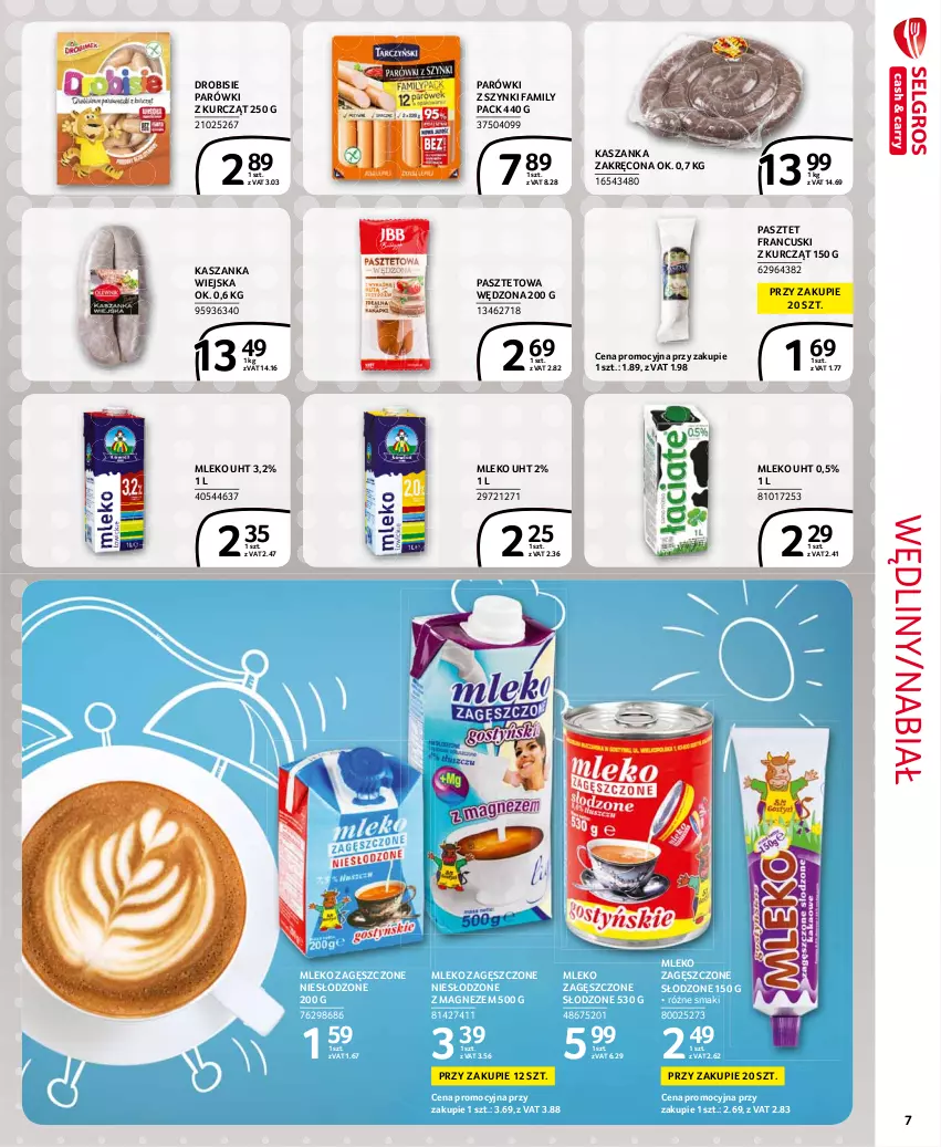 Gazetka promocyjna Selgros - Extra Oferta - ważna 01.08 do 31.08.2021 - strona 7 - produkty: Fa, Kasza, Kaszanka, Magnez, Mleko, Mleko zagęszczone, Parówki, Parówki z szynki, Pasztet