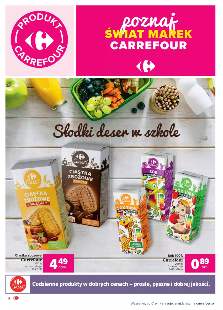 Gazetka promocyjna Carrefour - Gazetka Market - ważna 23.08 do 04.09.2021 - strona 4 - produkty: Ciastka, Deser, Ser, Sok