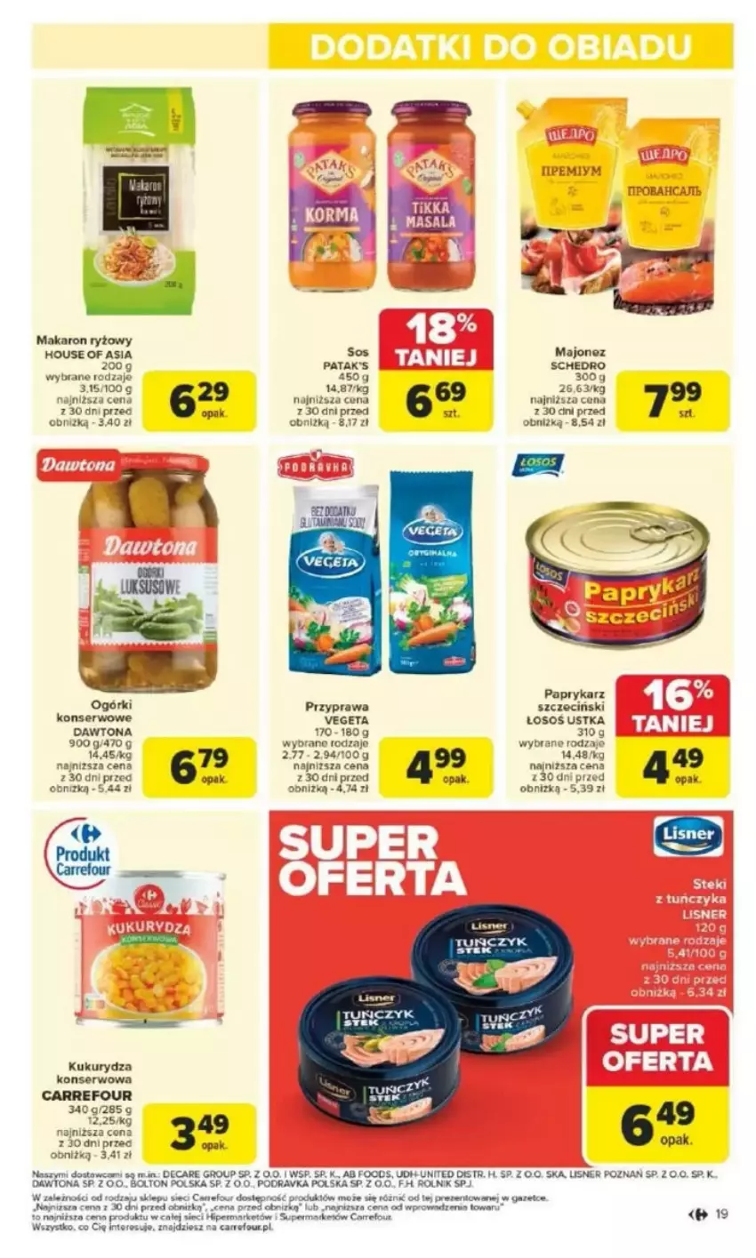 Gazetka promocyjna Carrefour - ważna 17.03 do 22.03.2025 - strona 14 - produkty: Dawtona, Fa, House of Asia, Kukurydza, Majonez, Makaron, Makaron ryżowy, Ogórki konserwowe, Papryka, Paprykarz, Podravka, Ryż, Ser, Sos