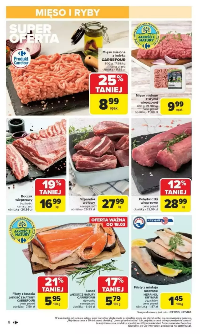 Gazetka promocyjna Carrefour - ważna 17.03 do 22.03.2025 - strona 2 - produkty: Boczek, Mięso, Mięso mielone, Mintaj, Por, Sos