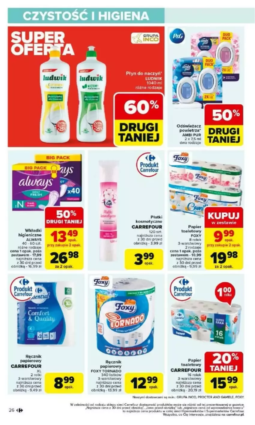 Gazetka promocyjna Carrefour - ważna 17.03 do 22.03.2025 - strona 21 - produkty: Always, Fa, Foxy, Papier, Por, Ręcznik, Wkładki