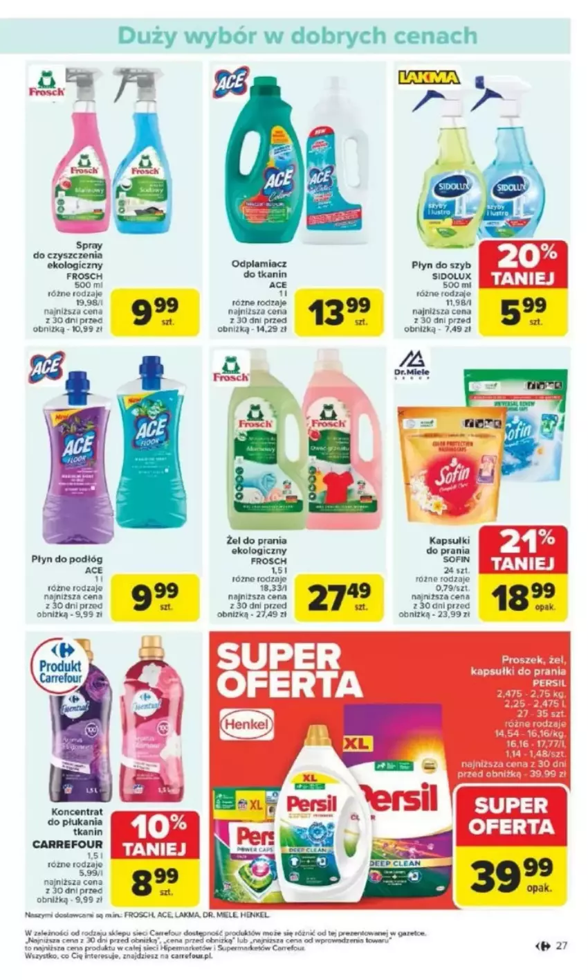 Gazetka promocyjna Carrefour - ważna 17.03 do 22.03.2025 - strona 22 - produkty: Frosch, Kapsułki do prania, Odplamiacz, Płyn do szyb, Spray do czyszczenia