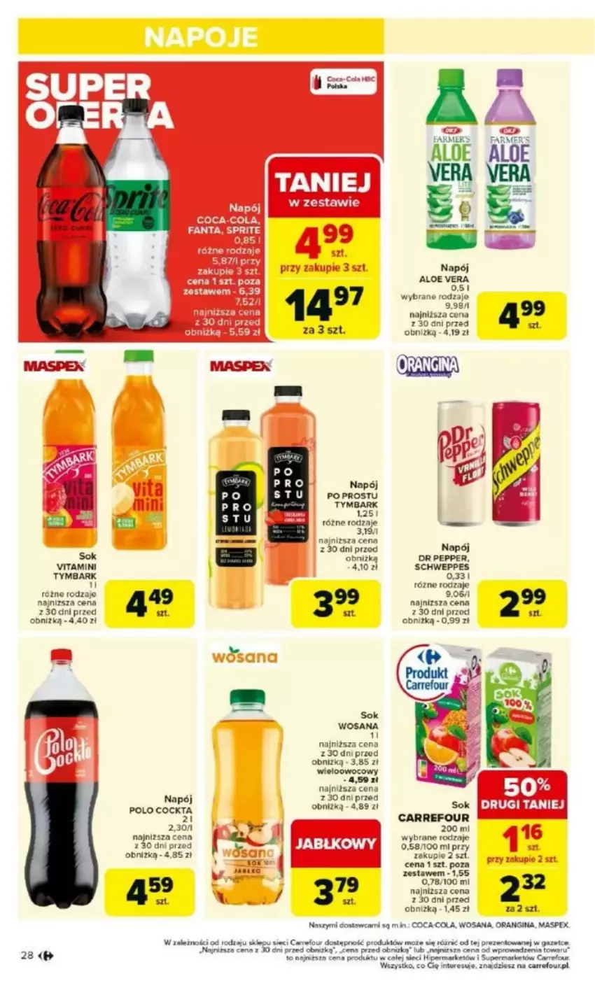 Gazetka promocyjna Carrefour - ważna 17.03 do 22.03.2025 - strona 24 - produkty: Brit, Fa, Feta, Napój, Por, Schweppes, Sok, Tymbark, Wosana