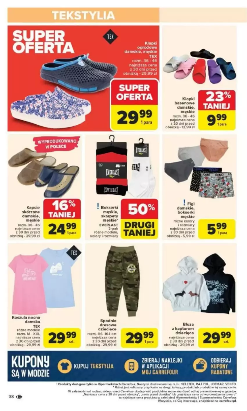 Gazetka promocyjna Carrefour - ważna 17.03 do 22.03.2025 - strona 35 - produkty: Bluza, Bokserki, Dres, Dzieci, Fa, Figi, Kapcie, Klapki, Moda, Por, Ser, Spodnie, Spodnie dresowe