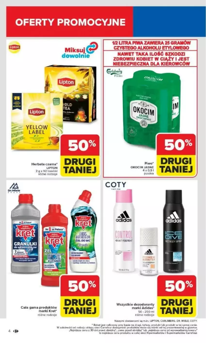 Gazetka promocyjna Carrefour - ważna 17.03 do 22.03.2025 - strona 43 - produkty: Adidas, Dezodorant, Herbata, Koc, Kret, Lipton, Okocim, Piwa, Ser