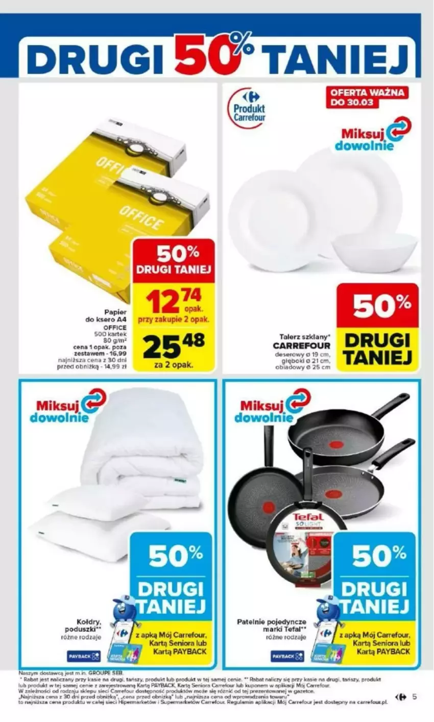 Gazetka promocyjna Carrefour - ważna 17.03 do 22.03.2025 - strona 44 - produkty: Cars, Deser, Fa, Feta, Papier, Papier do ksero, Por, Ser, Talerz, Tefal