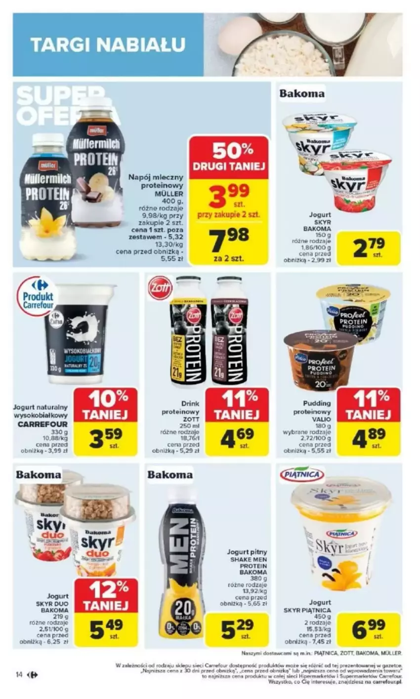 Gazetka promocyjna Carrefour - ważna 17.03 do 22.03.2025 - strona 8 - produkty: Bakoma, Fa, Jogurt, Jogurt naturalny, Napój, Napój mleczny, Piątnica, Por, Zott