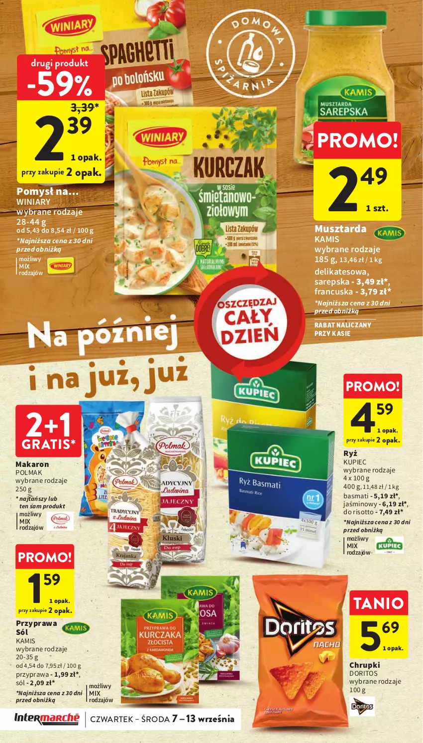 Gazetka promocyjna Intermarche - Gazetka Intermarche - ważna 07.09 do 13.09.2023 - strona 26 - produkty: Chrupki, Gra, Kamis, Kupiec, Makaron, Mus, Musztarda, Olma, Piec, Ryż, Sól, Winiary