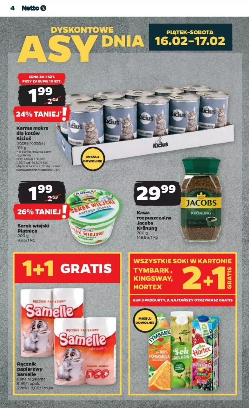 Gazetka promocyjna Netto - ważna 15.02 do 21.02.2024 - strona 12 - produkty: Gra, Jacobs, Papier, Rolki, Ser, Serek, Serek wiejski, Sok, Tymbark