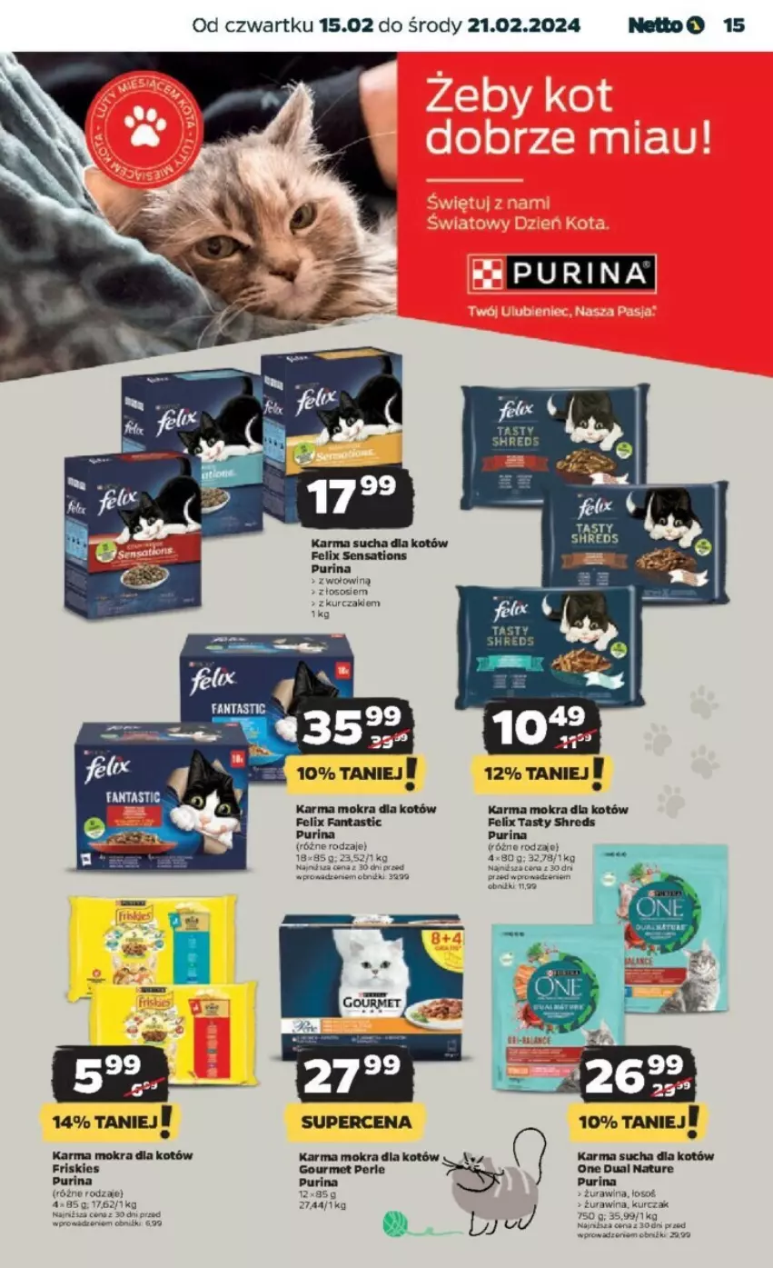 Gazetka promocyjna Netto - ważna 15.02 do 21.02.2024 - strona 7 - produkty: Fa, Fanta, Felix, Friskies, Karma mokra dla kotów, Kurczak, Pur, Purina, Sos