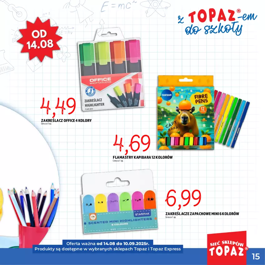 Gazetka promocyjna Topaz - Gazetka - ważna 17.07 do 10.09.2025 - strona 15 - produkty: Flamastry, Top